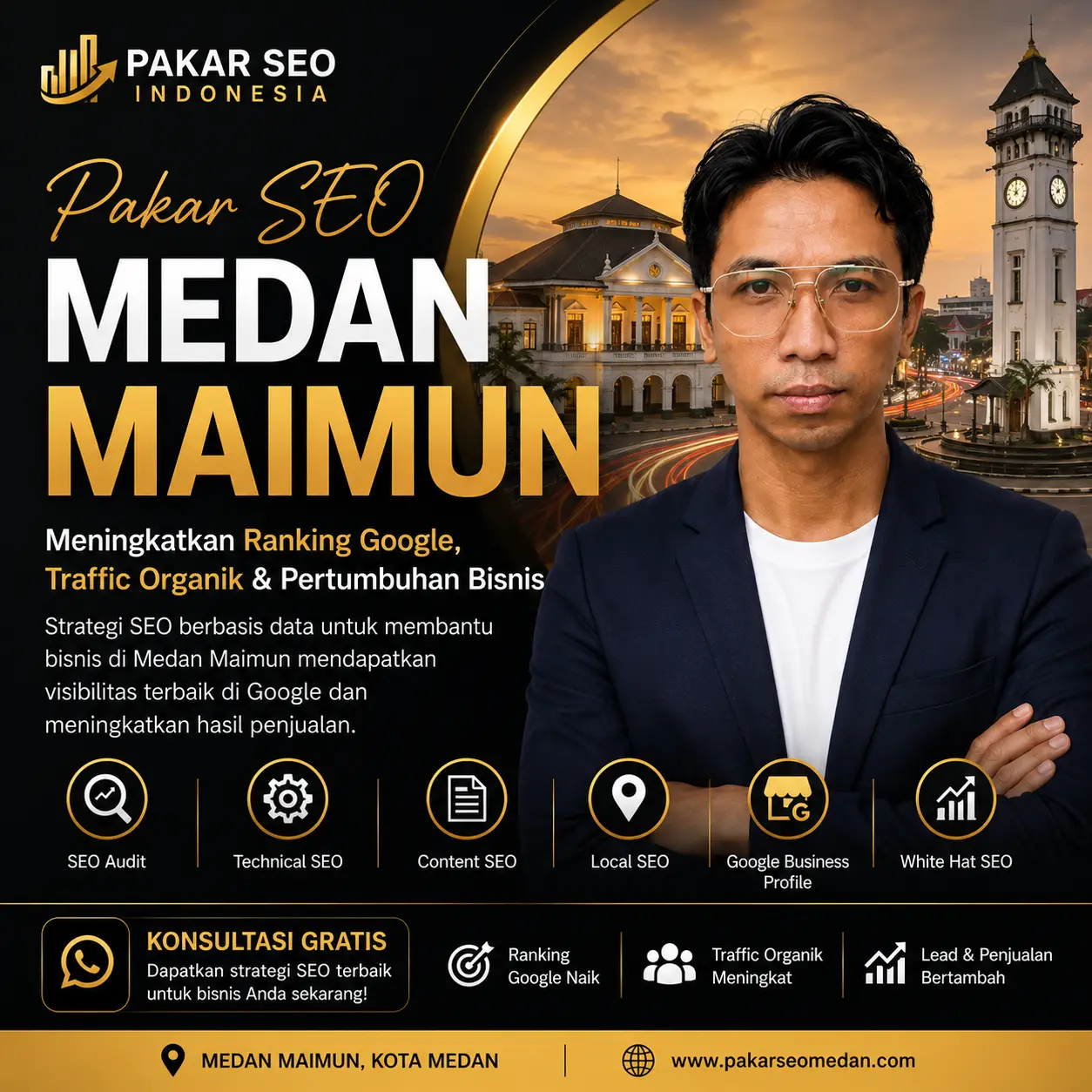 Pakar SEO Medan Maimun profesional membantu meningkatkan ranking Google, traffic organik, visibilitas website, dan pertumbuhan bisnis