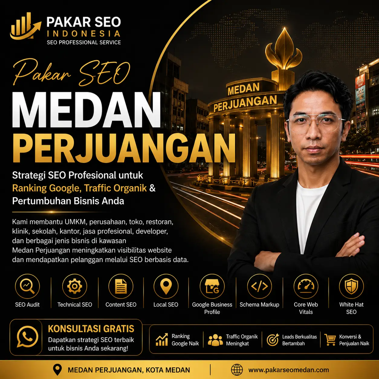 Pakar SEO Medan Perjuangan profesional membantu meningkatkan ranking Google, traffic organik, visibilitas website, dan pertumbuhan bisnis